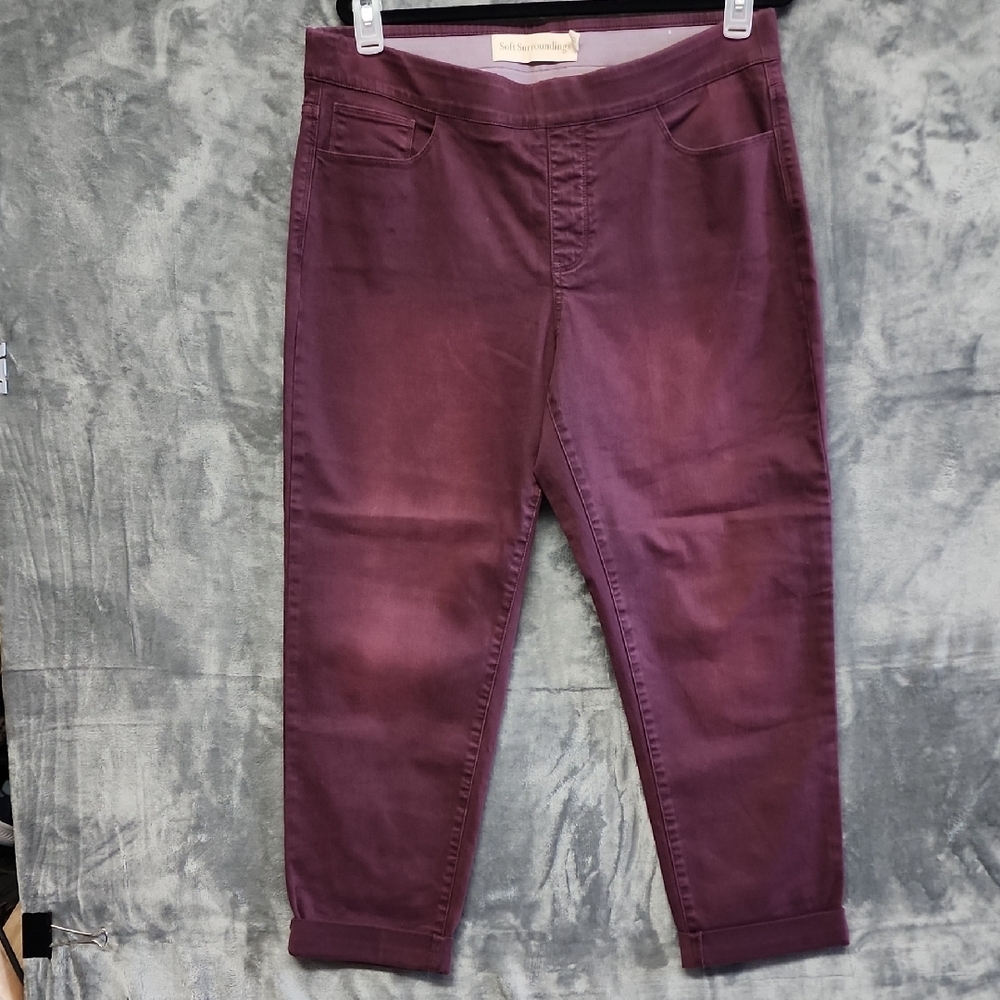 Soft Surroundings Women's Rich Purple Cropped Jeans sz XL